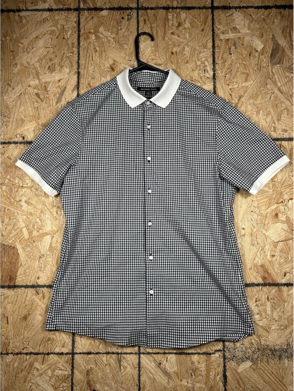 Michael Kors Men’s Black Short Sleeve 3 Button Collared Slim Fit Polo Shirt Sz L